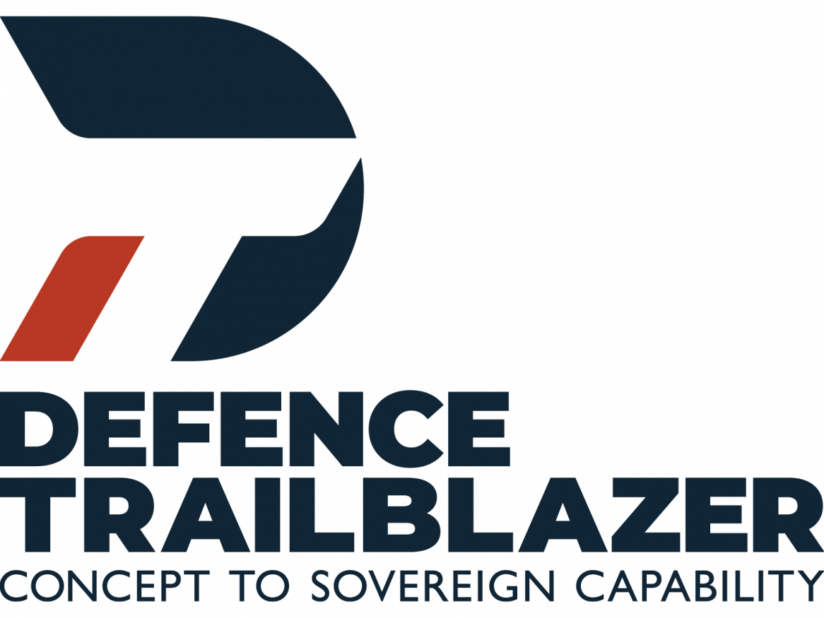 Logo for the Defence Trailblazer Initiative. A large logo, with text: Defence Trailblazer Concept to Sovereign Capacity