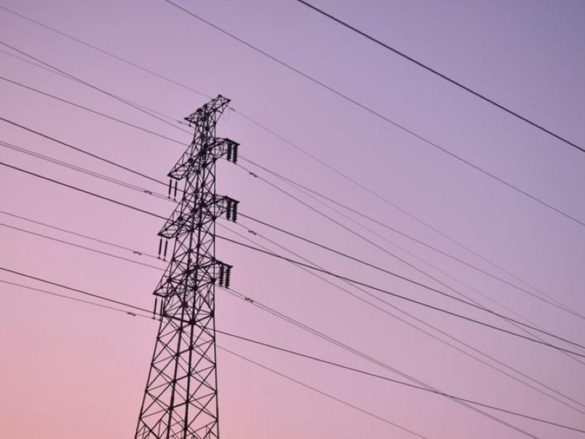 Electricity pylon sunset