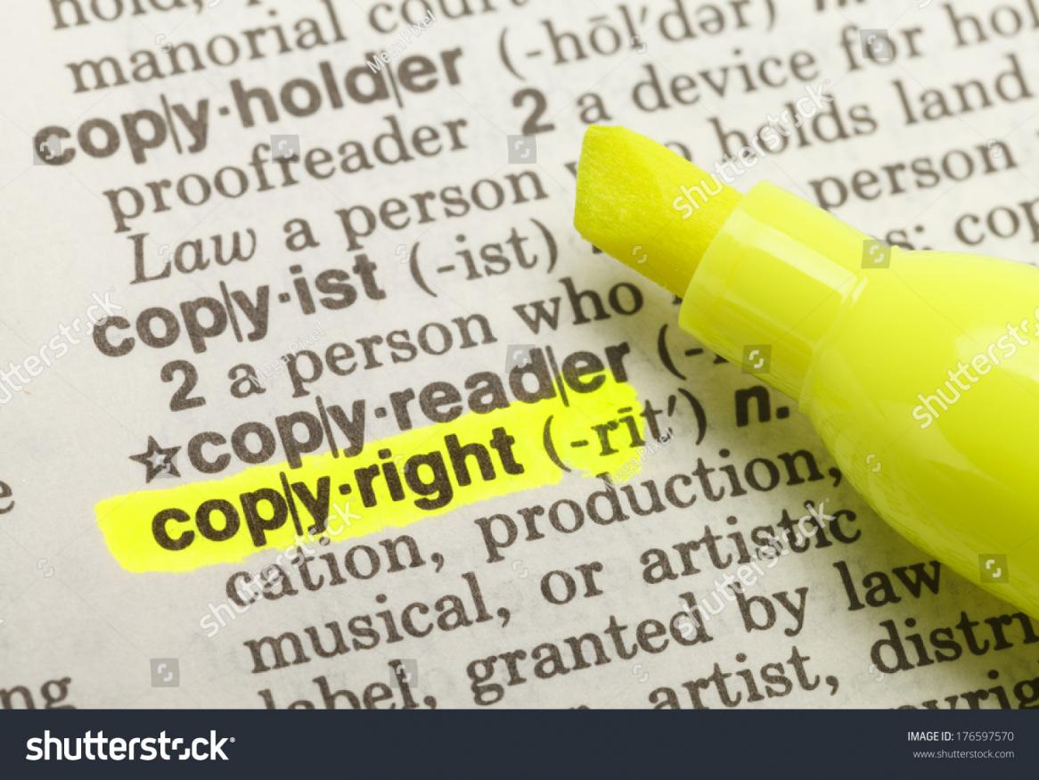 Copyright highlighted in a dictionary