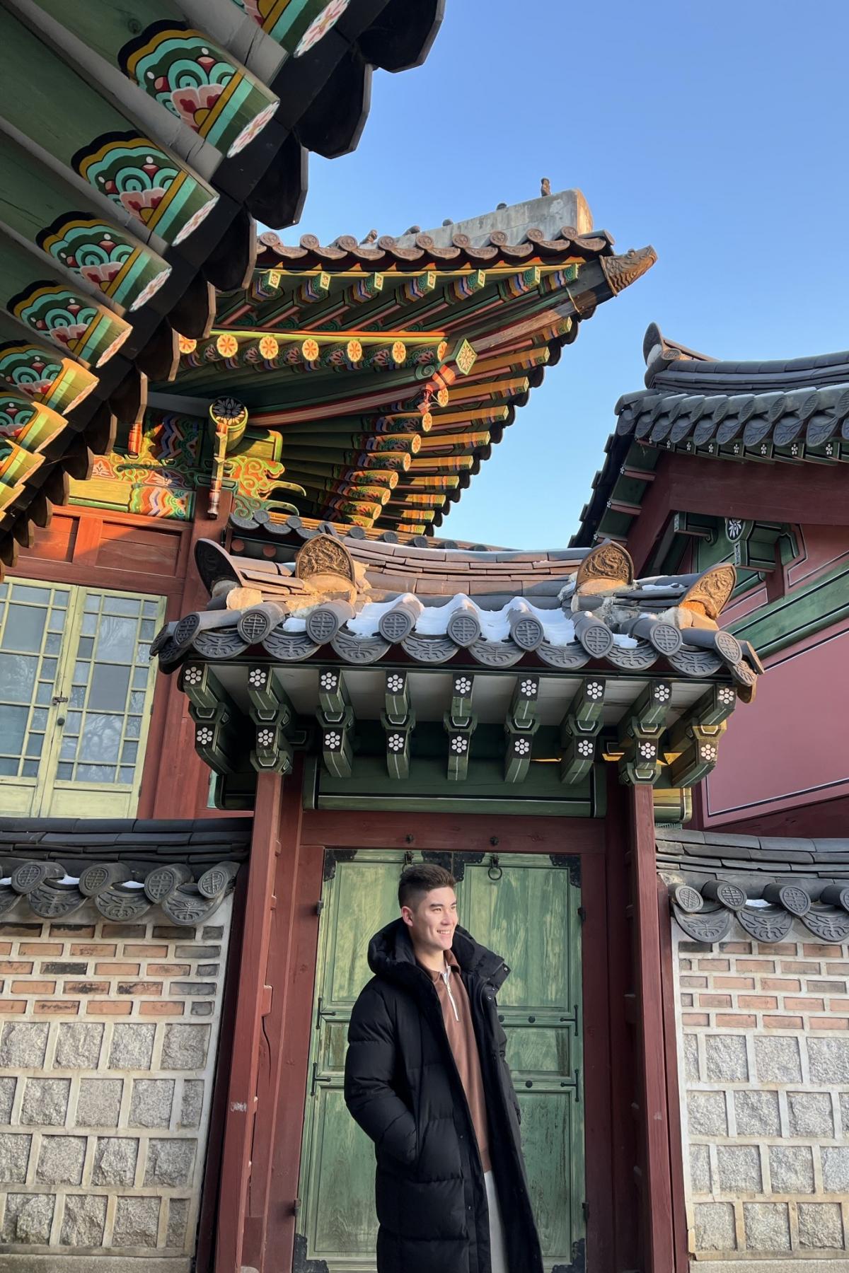 Rhys at a palace in Seoul