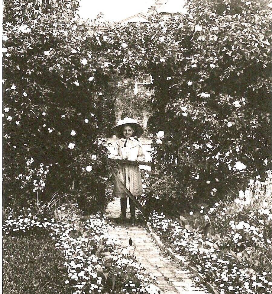 Dorothy Waite, Peter Waite's only grandchild c.1907 at the Arbor entrance to Eva's Garden.