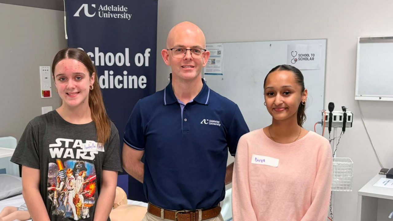 Associate Professor Aaron Boyce with students from Adelaide University's School to Scholar program.
