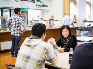 Students in the cafe