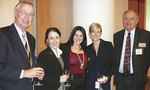 Greens Senator Sarah Hanson-Young (centre) with two of her staff, Gemma Clark and Emily Johnson, flanked by Pro Vice-Chancellor (International) Professor John Taplin and Deputy Vice-Chancellor (Academic) Professor Fred McDougall
Photo by Kim Harvey