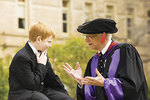 Golden Jubilee participant Professor John Mainstone and his great-nephew, 11-year-old Stephen Dowding of Adelaide.  Professor Mainstone, who graduated from the University of Adelaide in 1959 with a PhD in Physics, has been custodian of the University of Queenslands famous pitch drop experiment, the worlds longest running laboratory experiment, since 1961.
Photo by John Hemmings