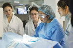 Medical students training in the refurbished Surgical Skills Laboratory, opened in 2008. Photo by John Kruger