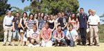 The majority of the 39 students enrolled in the new Bachelor of Agricultural Sciences degree at the University of Adelaide, flanked by Professor Roger Leigh (far left) and Professor Glenn McDonald
Photo by Chris Tonkin