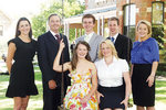 From left: (rear) Hawker Scholar Gigi Cardwell, the Hon. David Hawker MP, Jaan Butler, Jonathan Hamer, Madeleine McCloy; (front) Sarah Dickins and Alicia Hurkmans, following the 2010 scholarship presentation at St Marks College.  Absent: Melanie Johnson.
Photo by Rosey Boehm Photography