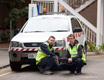 Award-winning road safety researchers: Sam Doecke (left) and James Thompson
Photo by Robyn Mills