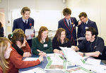 Prospective Student Adviser Tony Duggan (far right) working with secondary students at the Northern Enterprise Education Day
Photo by John Hemmings