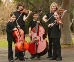 From left: Anna Vogelzang, Emily Tulloch, Kieren Doherty, Hayley Richards and Catie Raymond.  Anna and Catie, both 11 years old, are members of Adelaide Youth Strings, while 13-year-old Kieran is a member of the Adelaide Youth Sinfonia.  Emily and Hayley, both 21, are with the Adelaide Youth Orchestra.
Photo by Tony Lewis