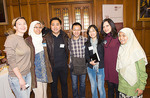 Volunteers who attended the recognition event included (from left) Ekaterina Loy (Radio Adelaide), Nisa de Souza (peer mentor, International Student Centre), Dylan Lin (Confucius Institute), Kevin Yang (peer mentor, ISC), Michelle Liu (Confucius Institute), Georgina Hafteh (peer mentor, ISC), and Elizar (peer mentor, ISC)
Photo by John Hemmings