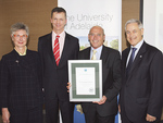 From left: Helen Fulcher, EPA Chief Executive, Paul Duldig, Universitys Vice-President (Services & Resources), the Hon. Paul Caica, Minister for Environment and Conservation, and Stephen Hains, EPA Deputy Presiding Member, at an event to hand over and sign the new Sustainability Licence
Photo by David Ellis