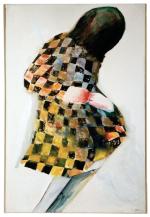 Charles Blackman, <i>Chequered Dress</i>, oil on canvas, 1964.  Adelaide University Union Collection, copyright of the artist.