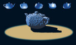 This teapot image demonstrates one of the techniques used at the Australian Centre for Visual Technologies to reconstruct 3D shapes out of a set of images