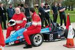 Vice-Chancellor & President Professor James McWha discusses the merits of the formula-style race car with mechanical engineering student Sam Nicholls
Photo by Candy Gibson