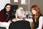 Law students Louise Adams (left) and Sophie Dolling giving free legal advice in the Adelaide Legal Outreach Service
Photo by Robyn Mills