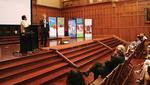 Professor James Paton (right) discusses his research with MC Xavier Minniecon in Bonython Hall
Photo by David Ellis