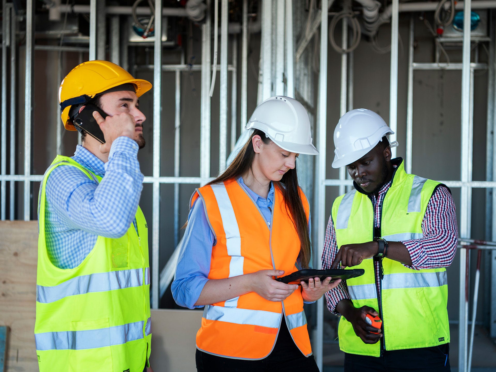 Students on a construction site