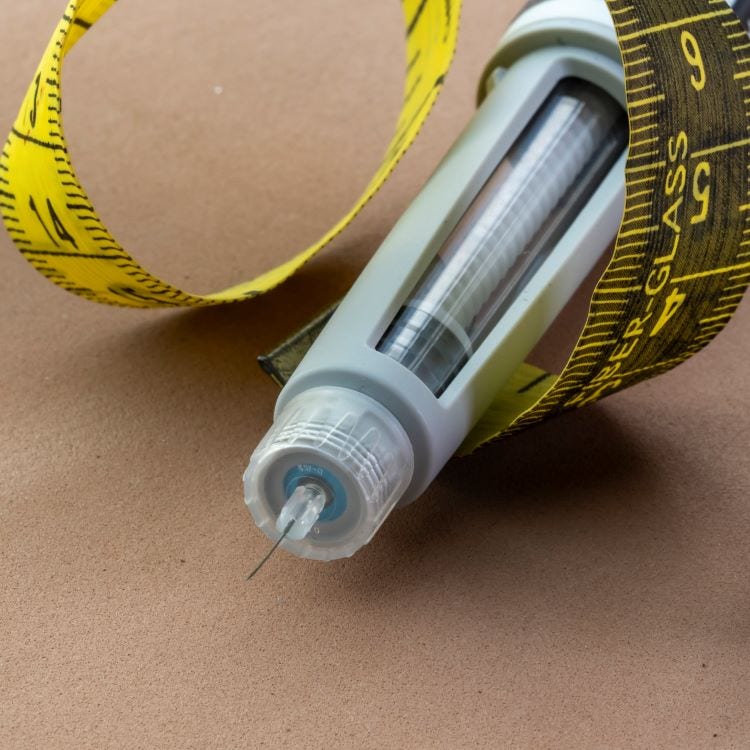 Needle used for diabetes medication with measuring tape