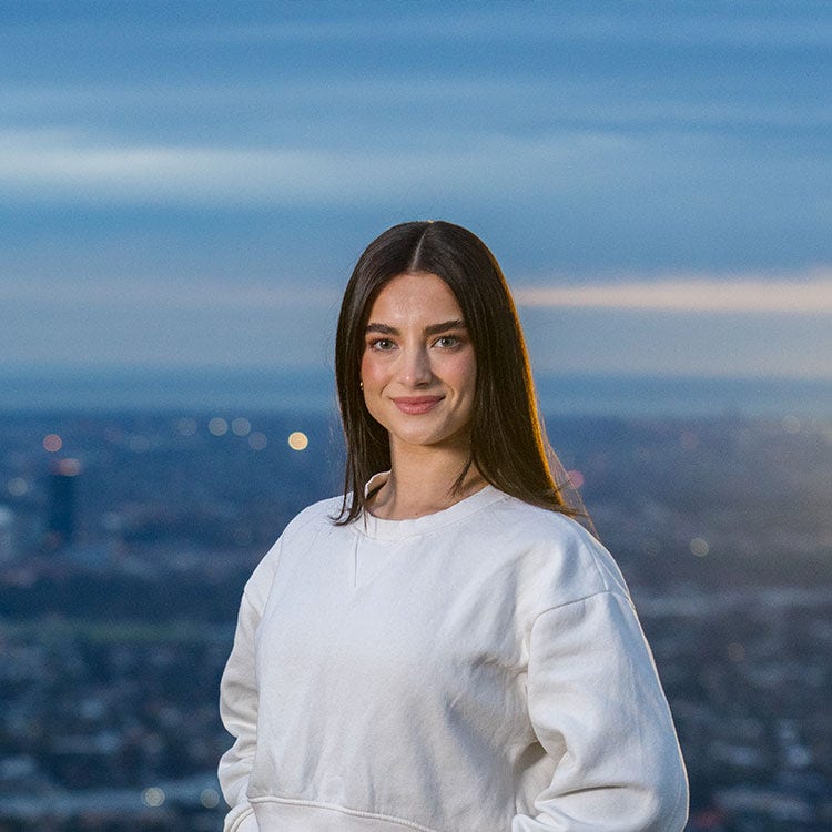 Student, Adelaide Panorama in the background