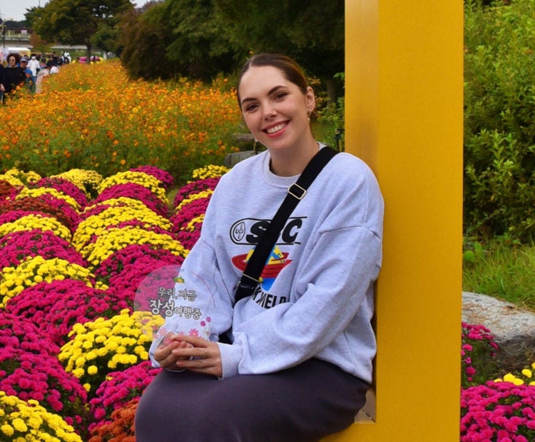 Adelaide University PhD student Alecia Gee during her time in South Korea in 2024.