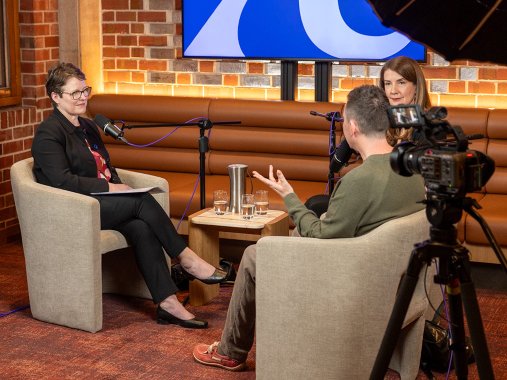 Episode 3, The future of the humanities: Vice Chancellor and President Nicola Phillips, Professor Anna Goldsworthy and Professor Craig Batty in studio.