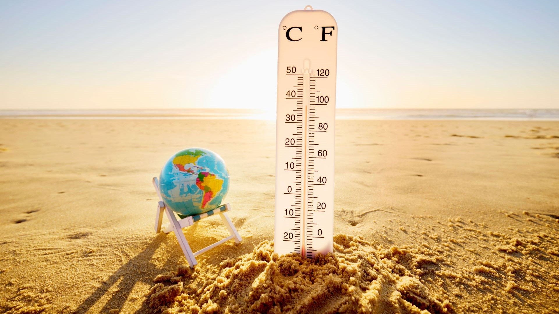 Thermometer on a beach