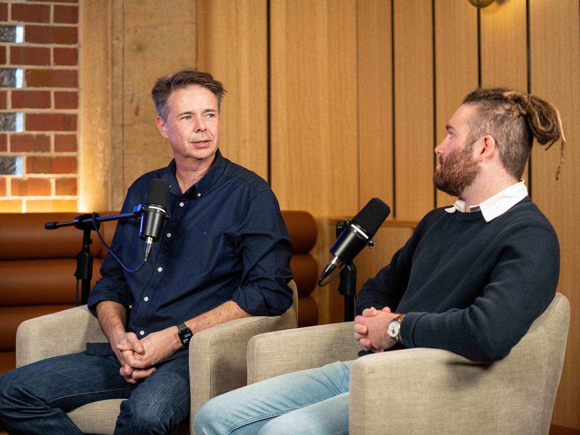 Episode 1, AI: The Electricity of Our Future — How universities can power what’s next: Professor Anton van den Hengel and postgraduate student Oliver Lack in studio.