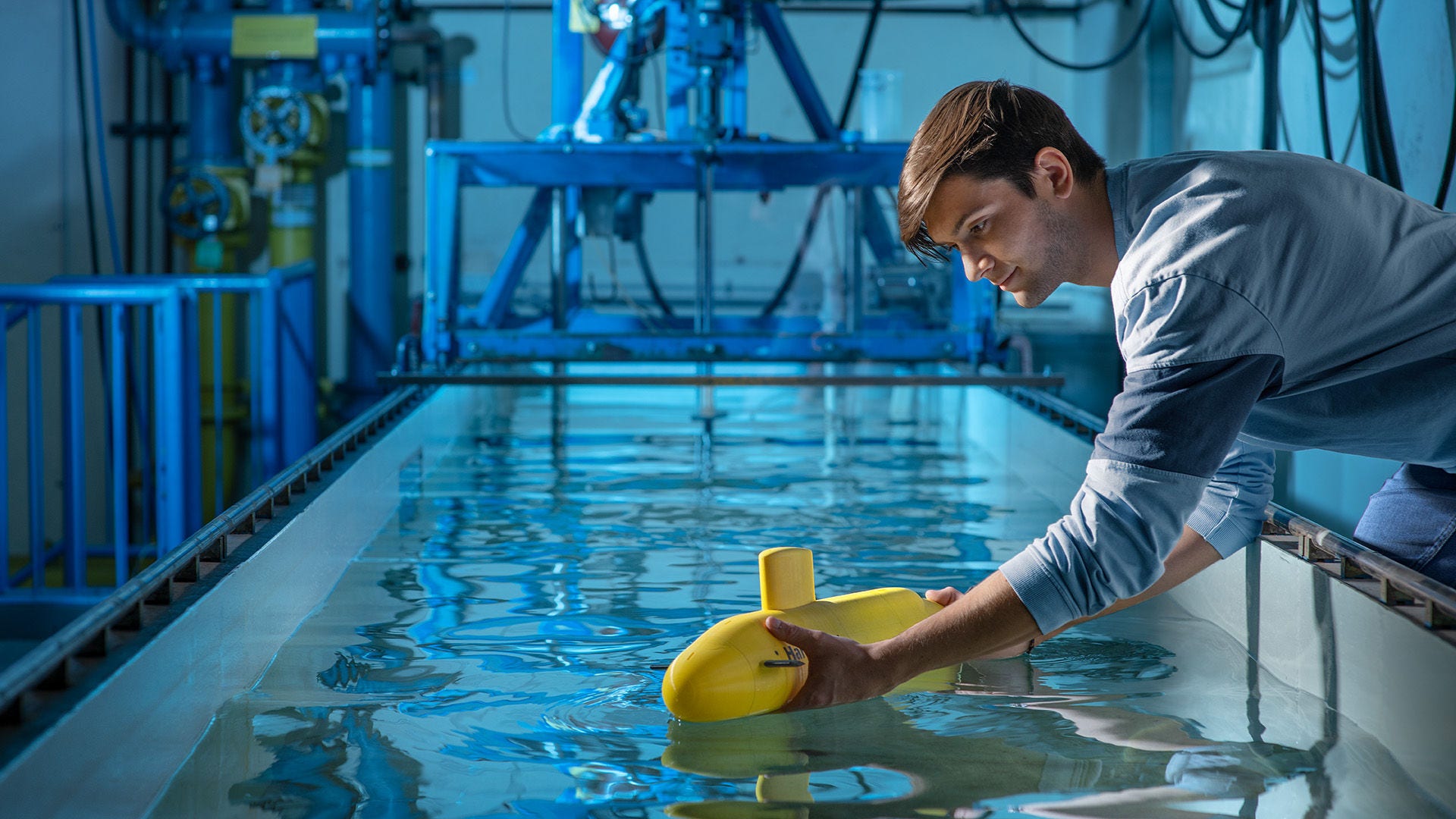 Defence student in a lab