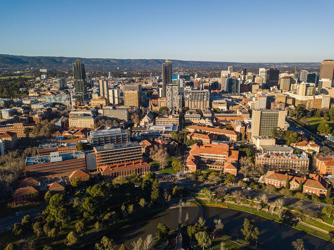 Aerial view of the Adelaide University City East Campus