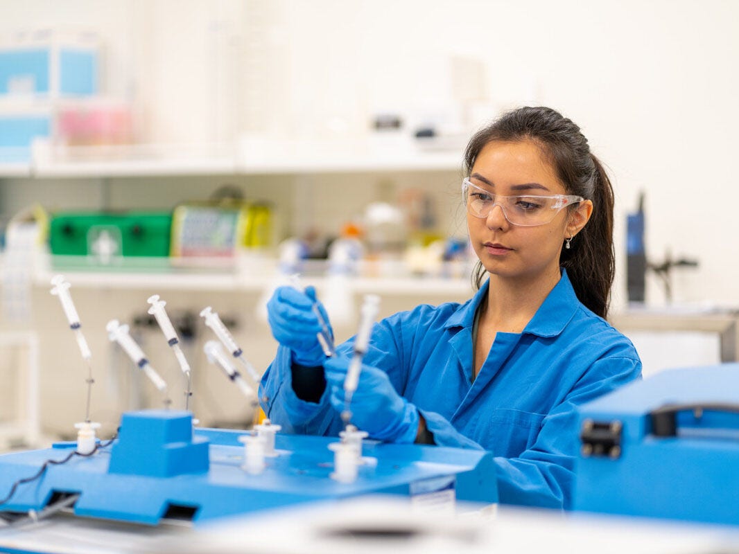 Pharmacy student working in a laboratory