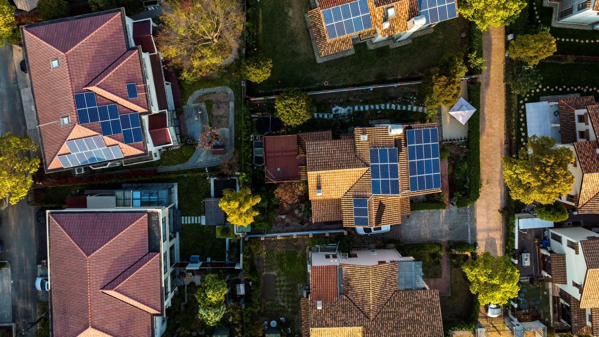 Solar panels on roof tops