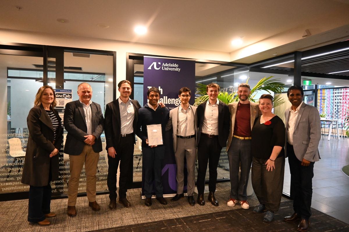 Winning team of the Adelaide University Tech eChallenge awards, Predikted, along with ThincLab members and judges