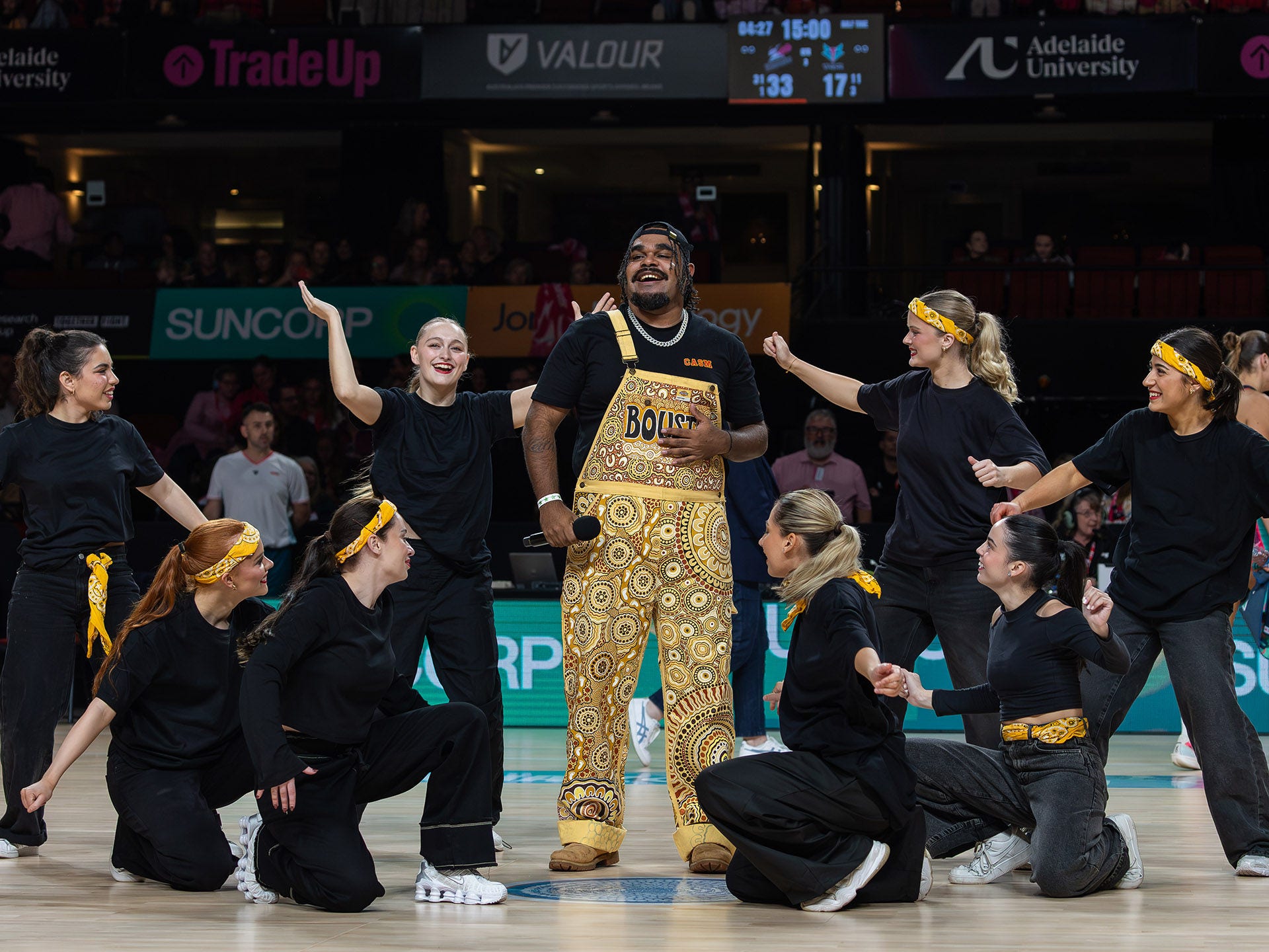 Myles Turner performing at the half time show