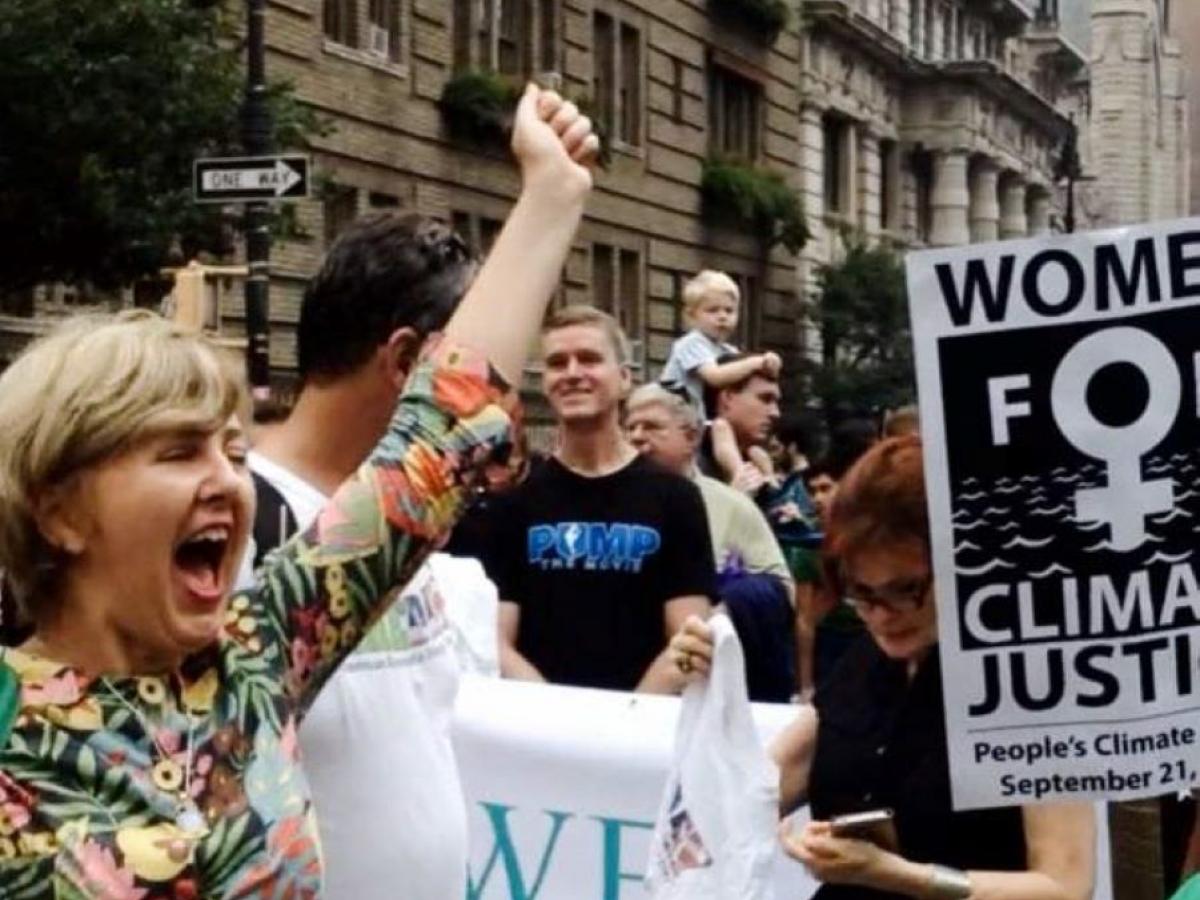 Jane Sloane at an NYC Climate march