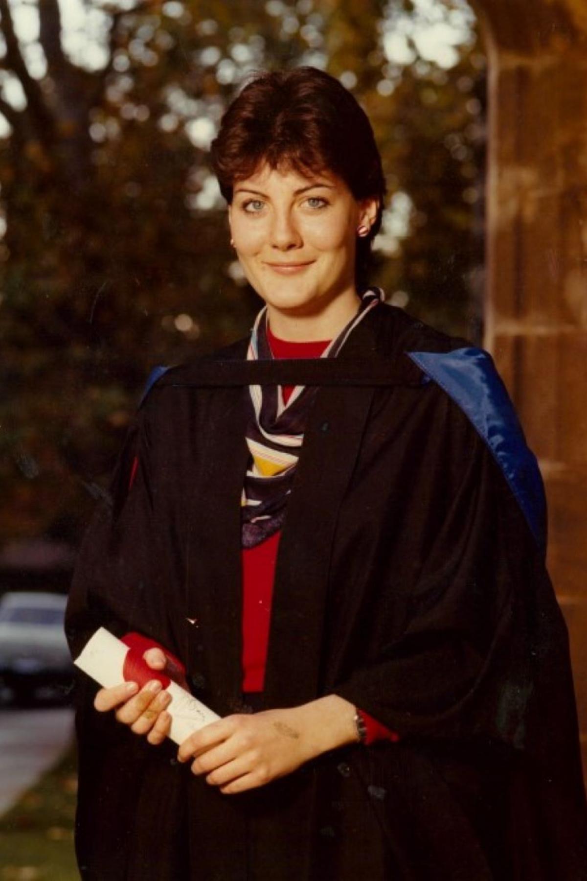 Helen Connolly smiling at her graduation 