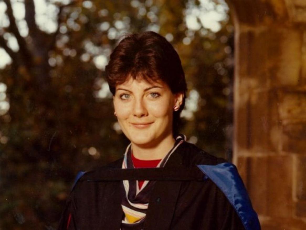 Helen Connolly smiling at her graduation 