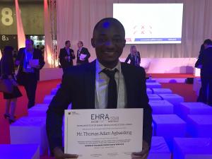 Thomas Agbaedeng winning Young Investigator Award EHRA