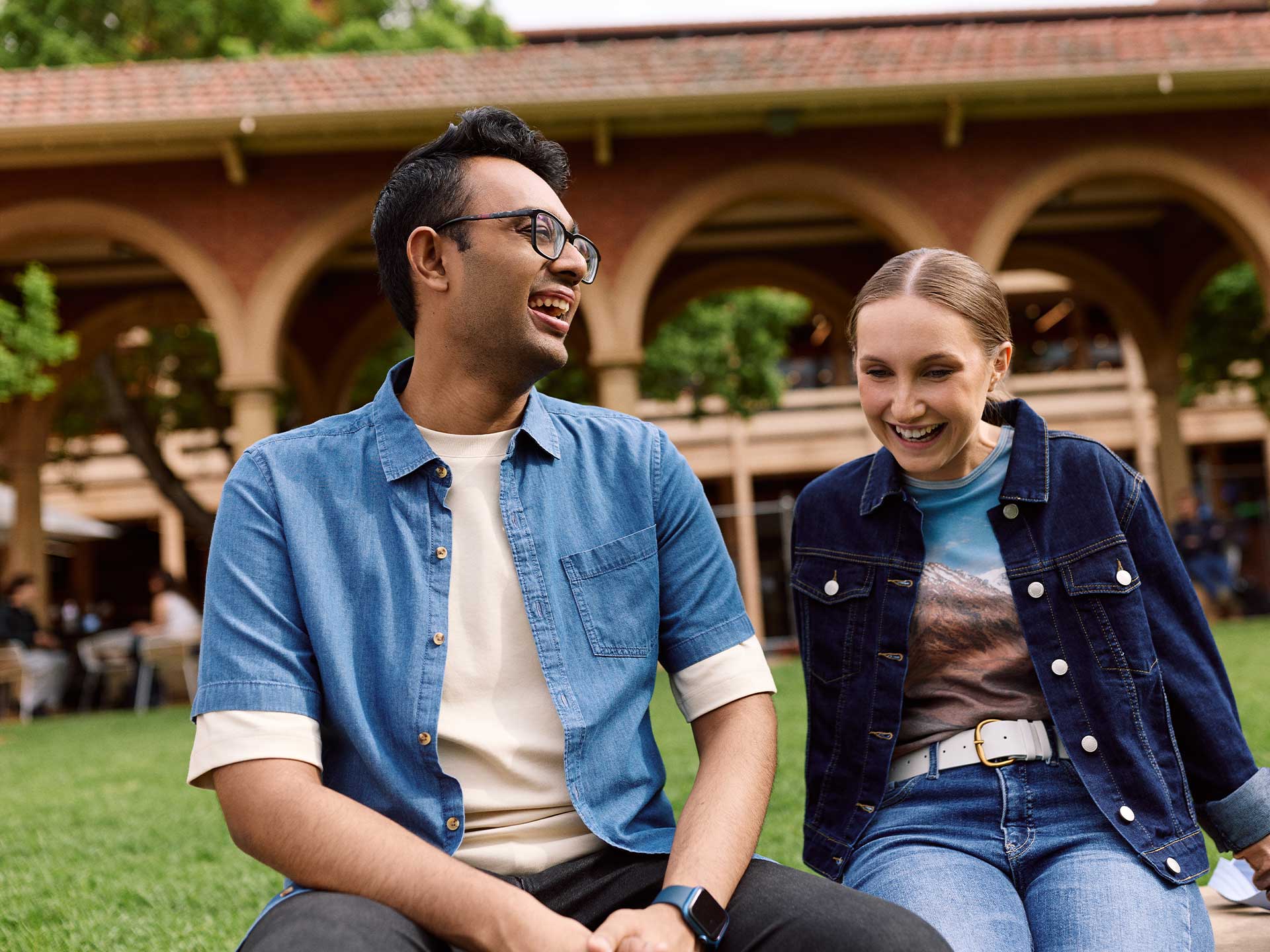 Two Adelaide University students on campus