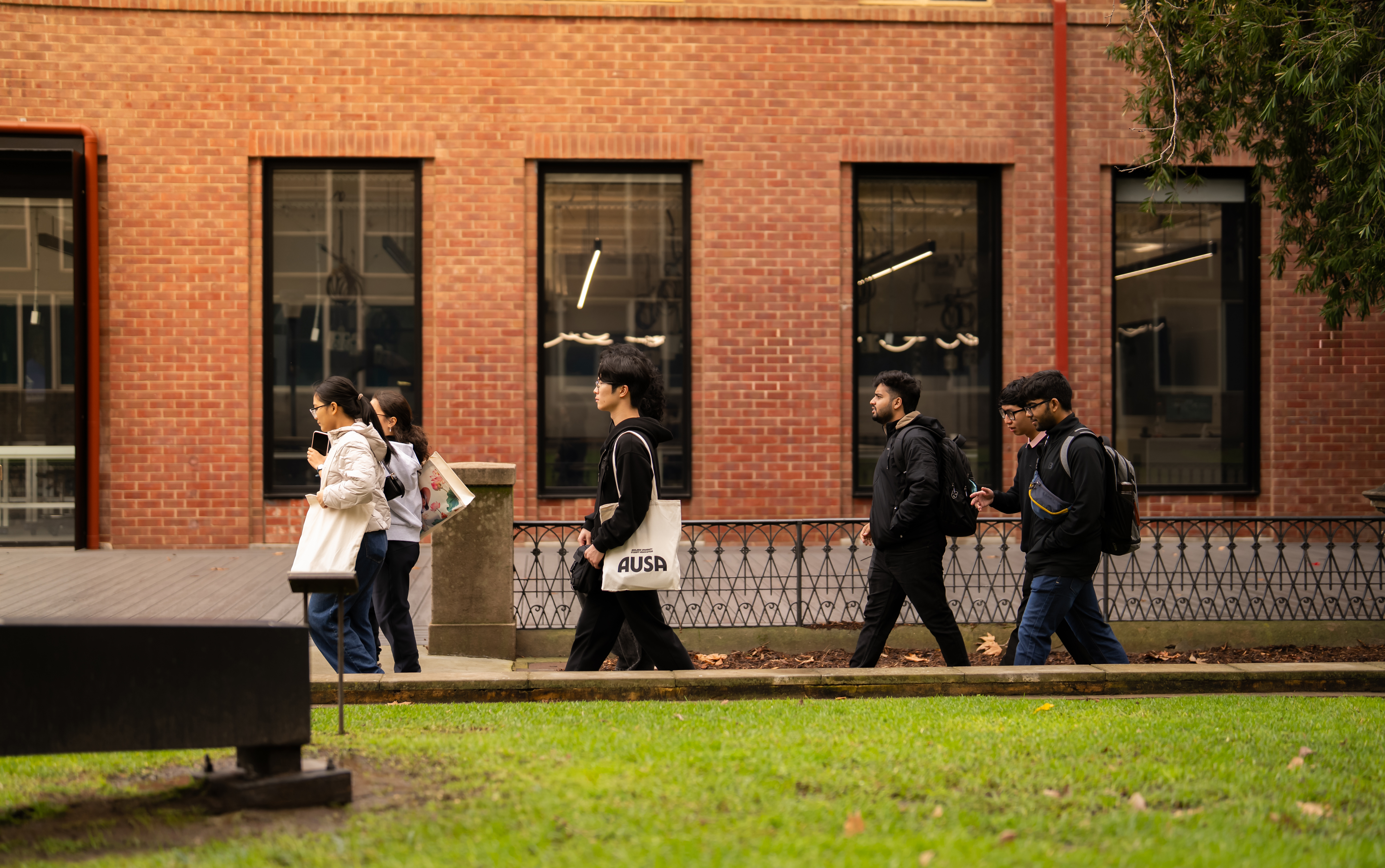 AU students walking on campus
