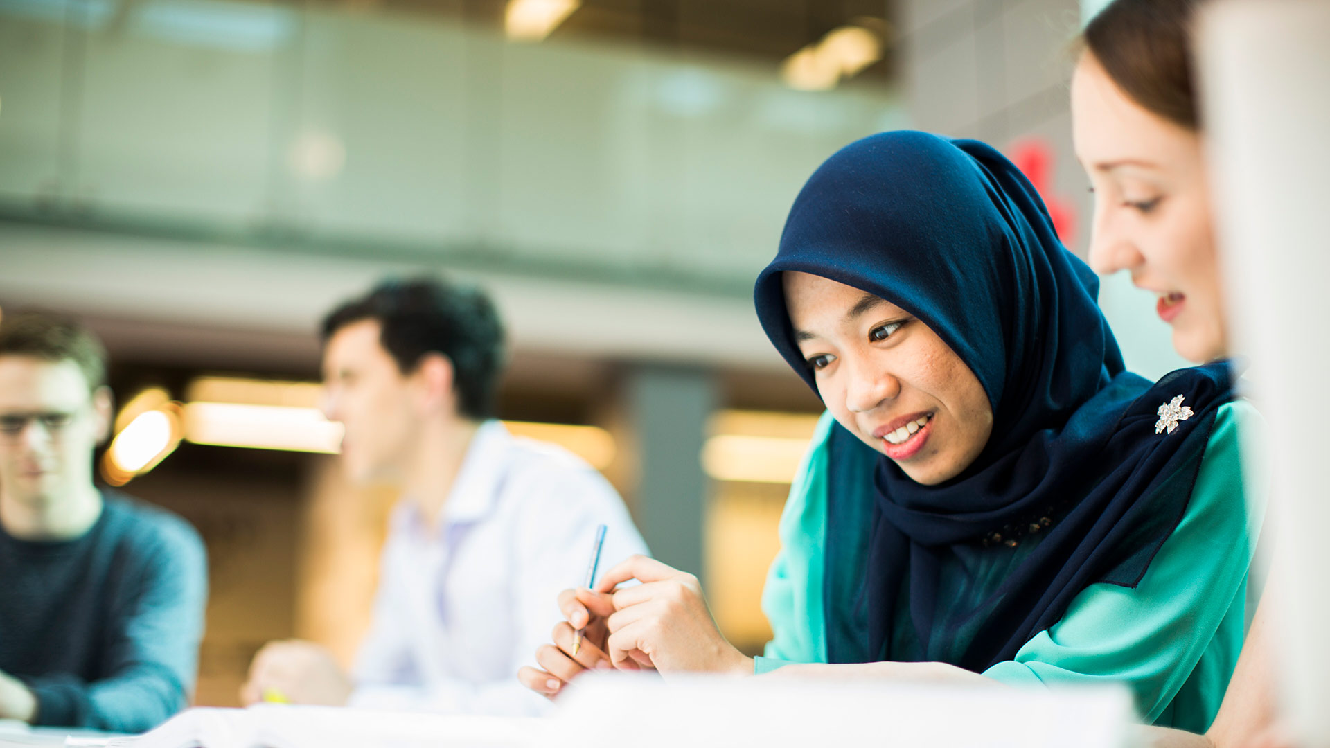 Students researching