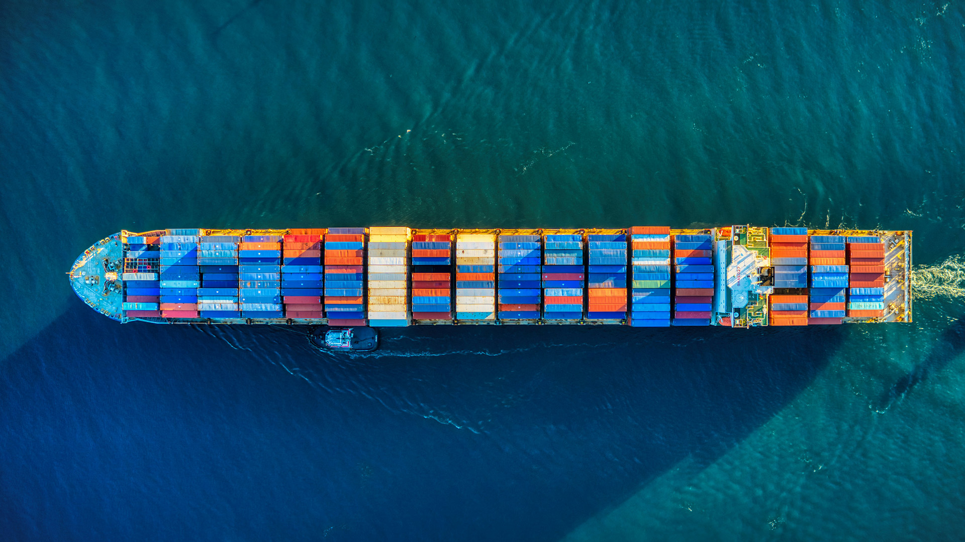 Cargo ship in the ocean