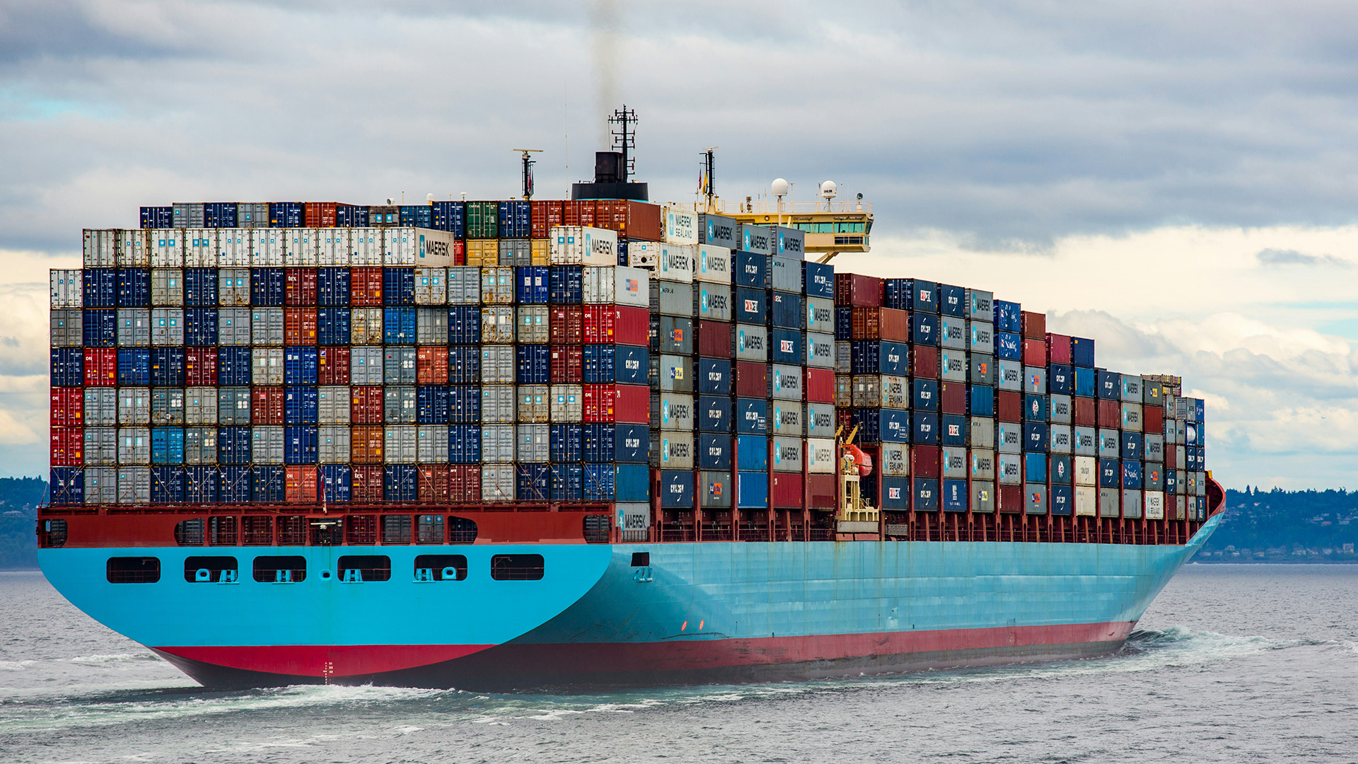 Cargo ship in the ocean
