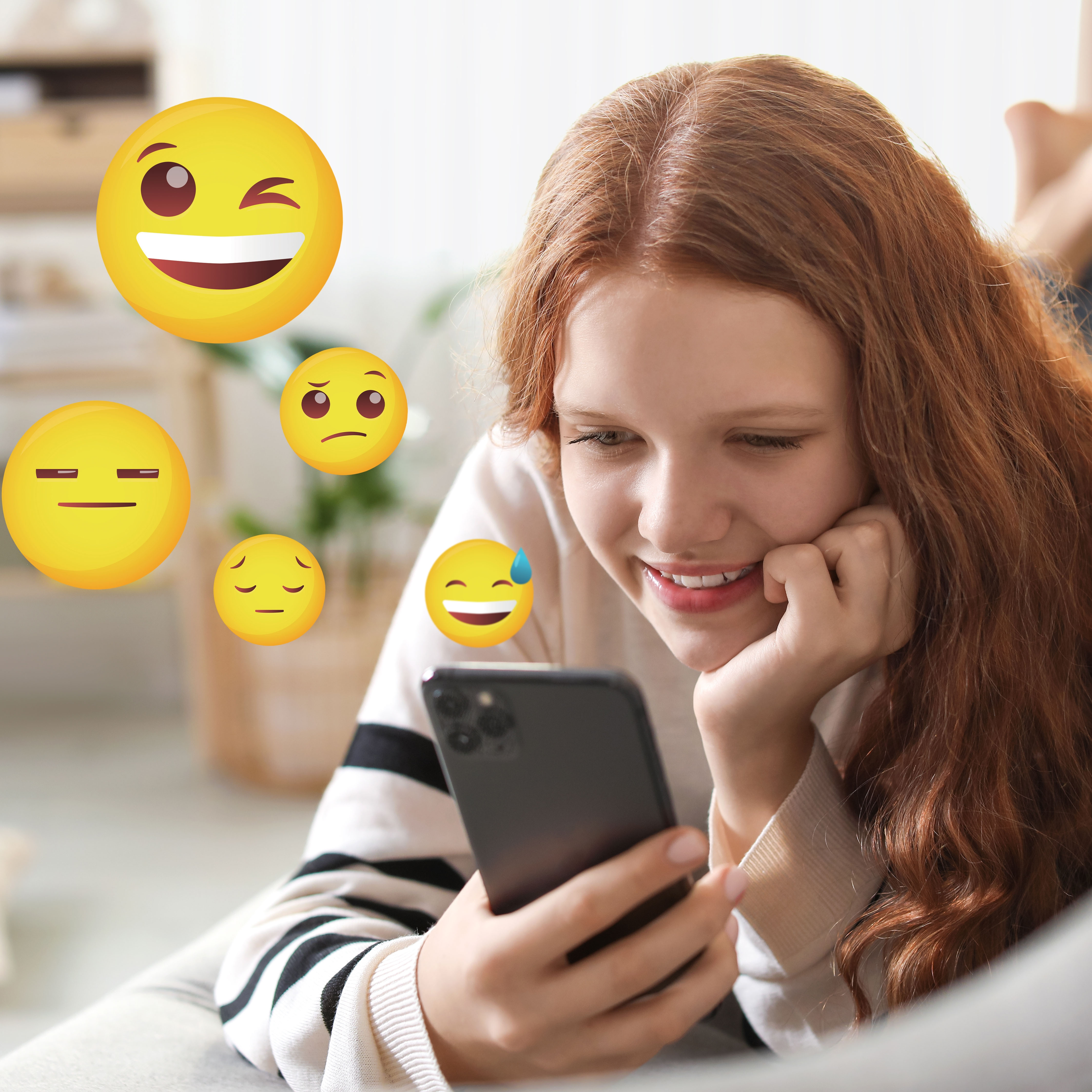 Happy teenage girl wtih mobile phone