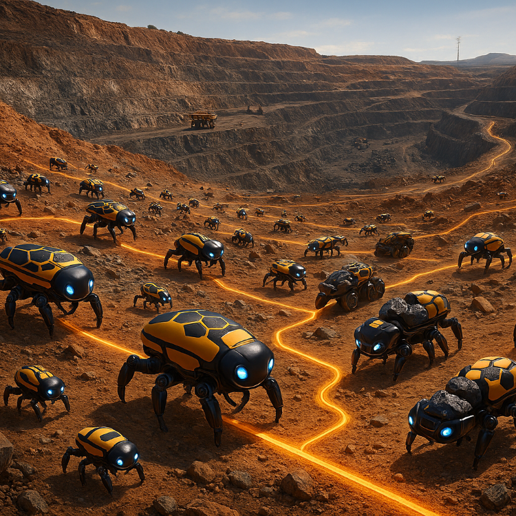 AI generated image of swarm robots
