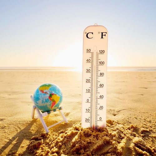 Thermometer on a beach