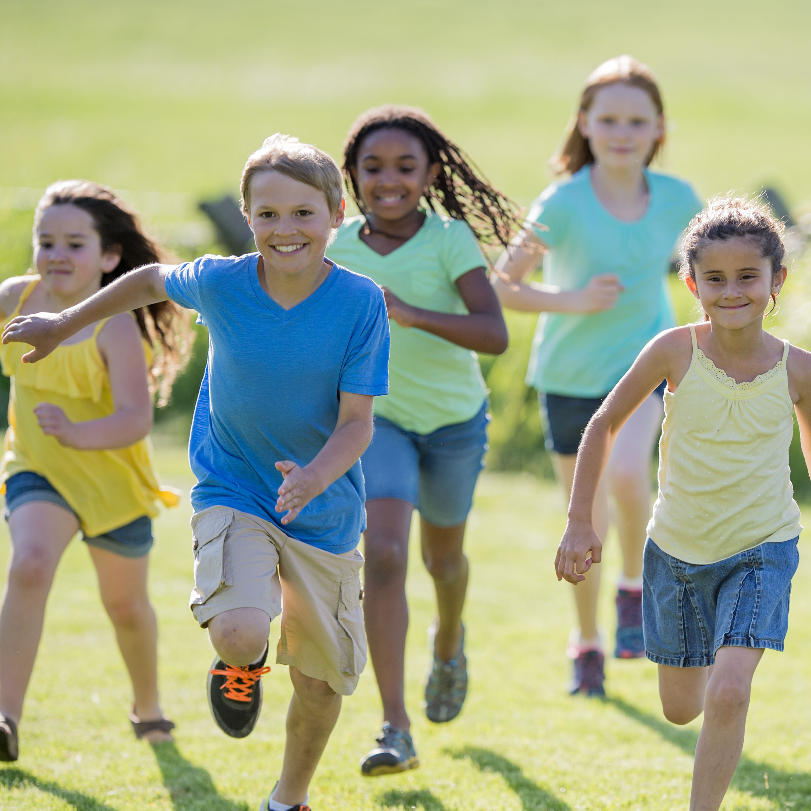 kids running and laughing outside