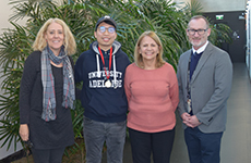 Chuanghong with his teacher Suzanne, PEP Education Program Manager, Beth Hutton and Associate Director, Learning & Teaching, Grant Packer.