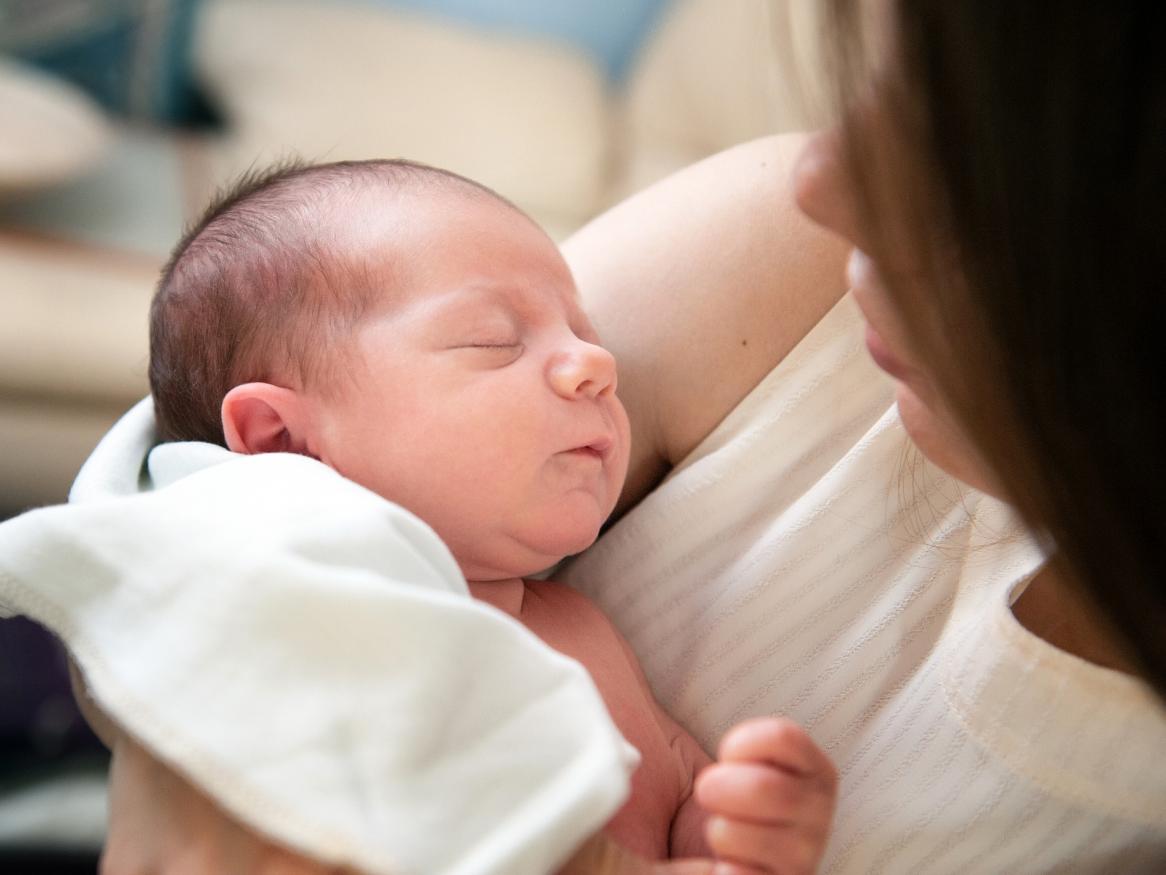 Mother holding baby